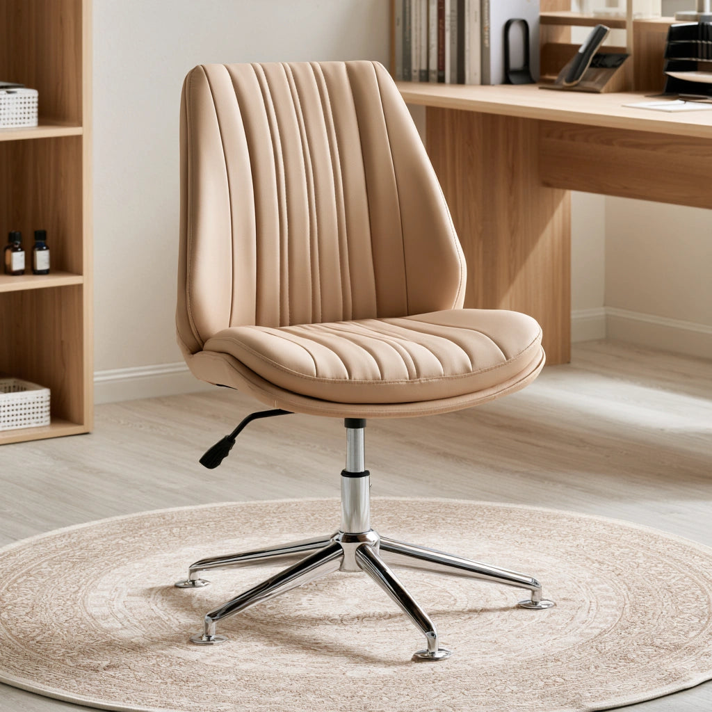 Ergonomiczny fotel biurowy, ze skóry, kolor: beżowy