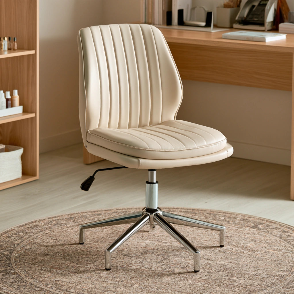 Ergonomiczny fotel biurowy, ze skóry, kolor: beżowy